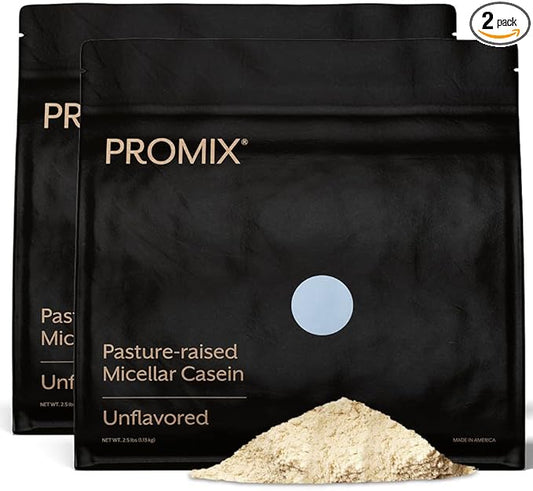 ProMix Nutrition Casein Protein Powder - Grass-Fed, Pasture Raised, Slow Release 25g Micellar Casein - 5.4g BCAAs Gluten Free, Sugar Free, Soy Free - Unflavored, 5lb