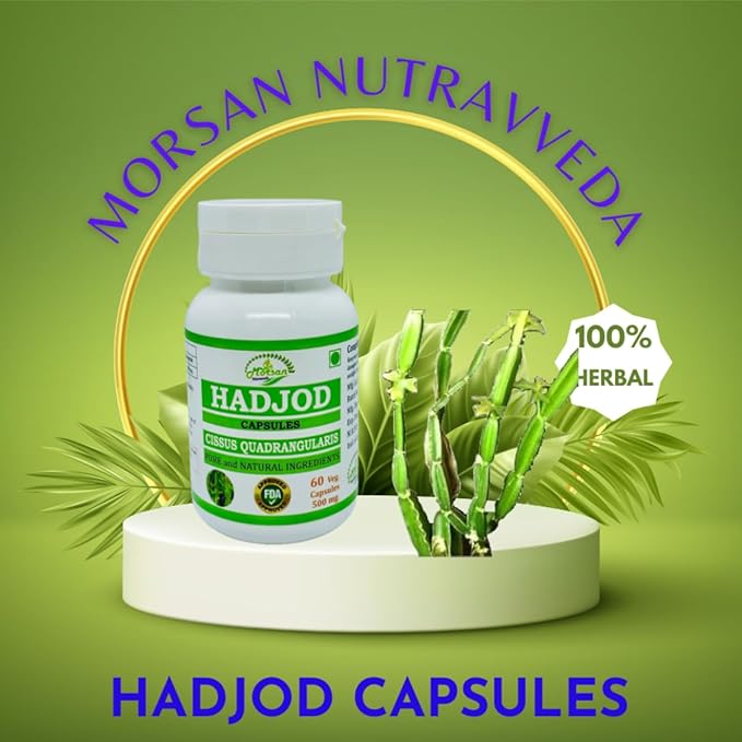 Hadjod (Cissus Quadrangularis) for Optimal Bone and Joint Health | 500 mg per Serving | 60 Vegetarian | Natural Support for Wellness | Non-GMO (2 Bottles of 60 9)