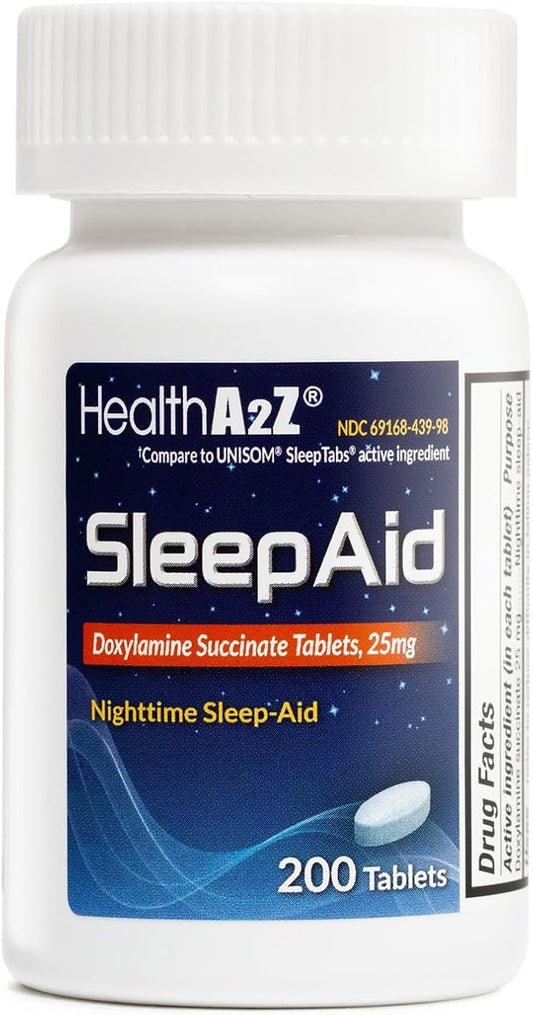 HealthA2Z® Sleep Aid | Doxylamine Succinate 25mg | (200 Counts (Pack of 1))