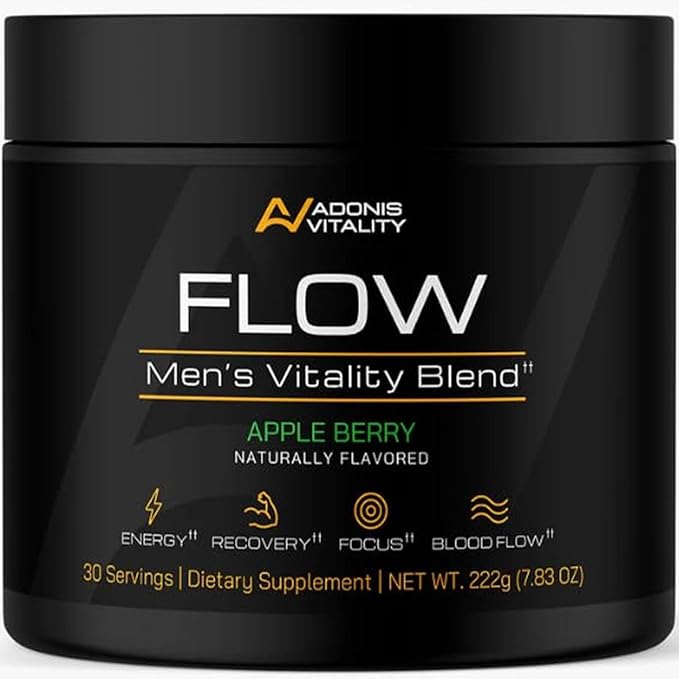 Flow - Nitric Oxide Supplements for Men - 5,000mg L-Citrulline, Supports Blood Flow, Recovery & Endurance - Nitric Oxide Booster, Ashwagandha, Fenugreek | Apple Berry, 30 Servings