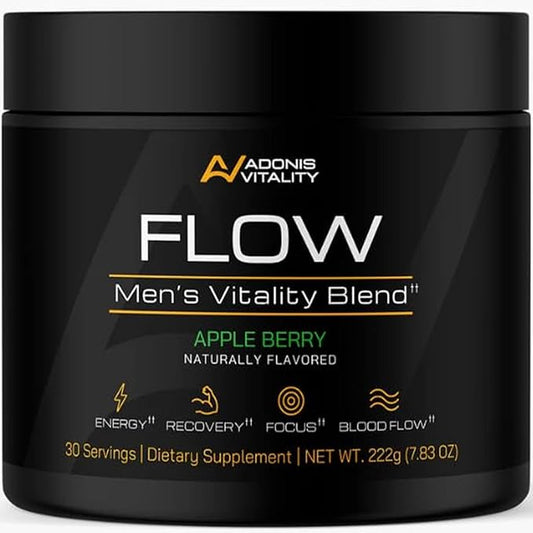 Flow - Nitric Oxide Supplements for Men - 5,000mg L-Citrulline, Supports Blood Flow, Recovery & Endurance - Nitric Oxide Booster, Ashwagandha, Fenugreek | Apple Berry, 30 Servings
