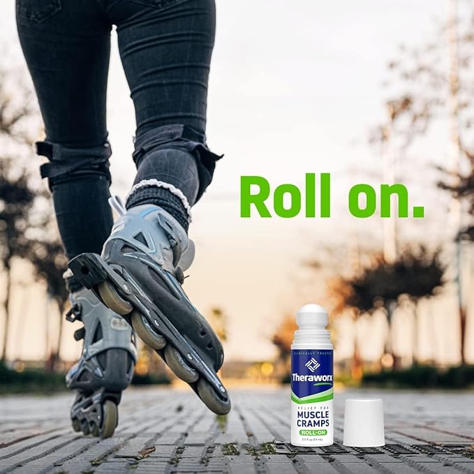 Theraworx Relief for Muscle Cramps Roll-On Fast-Acting Muscle Spasm, Leg Soreness with Magnesium Sulfate - 2.5 oz - 2 Count