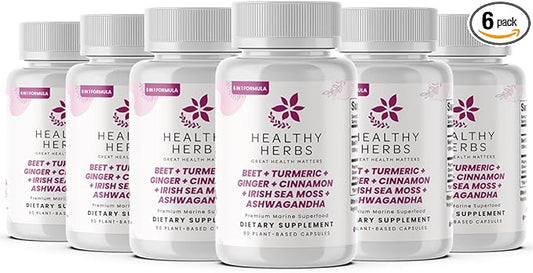 Wildcrafted Sea Moss Capsules | 1950mg BATCG-6 "Heart Complex Advanced Sea Moss Superblend | US-Made, Vegan, Non-GMO, Easy-Swallow (6-Pack)