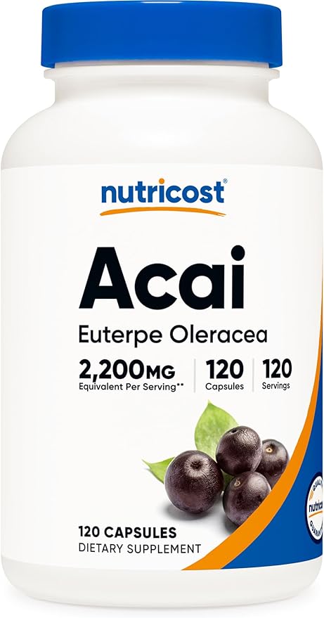 Nutricost Acai Extract 2,200mg, 120 Vegetarian Capsules (Euterpe Oleracea) from 550mg of 4:1 Extract - Non-GMO, Gluten Free