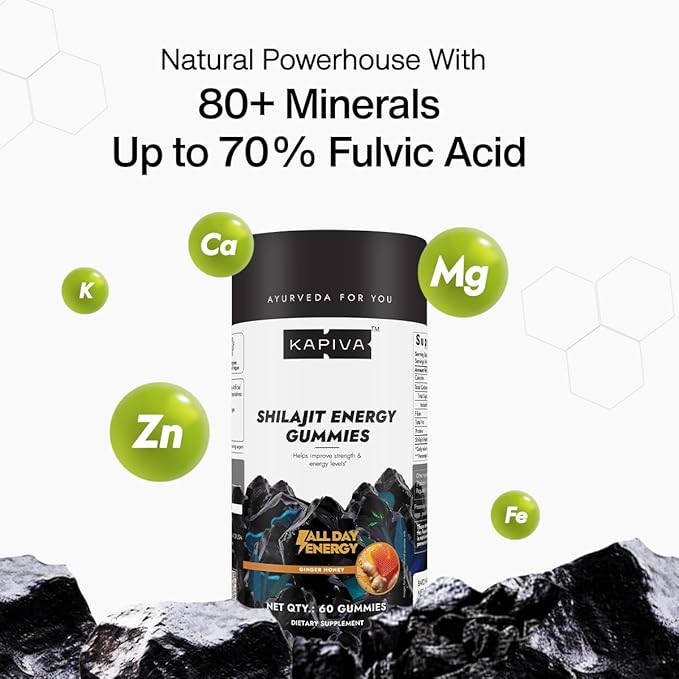 Pure Himalayan Shilajit Gummies I Upto 70% Fulvic Acid | 80+ Essential Minerals| Immune Support & Vitality for Men, Women I 500 mg per Day | Non-GMO I 100% Natural & Organic