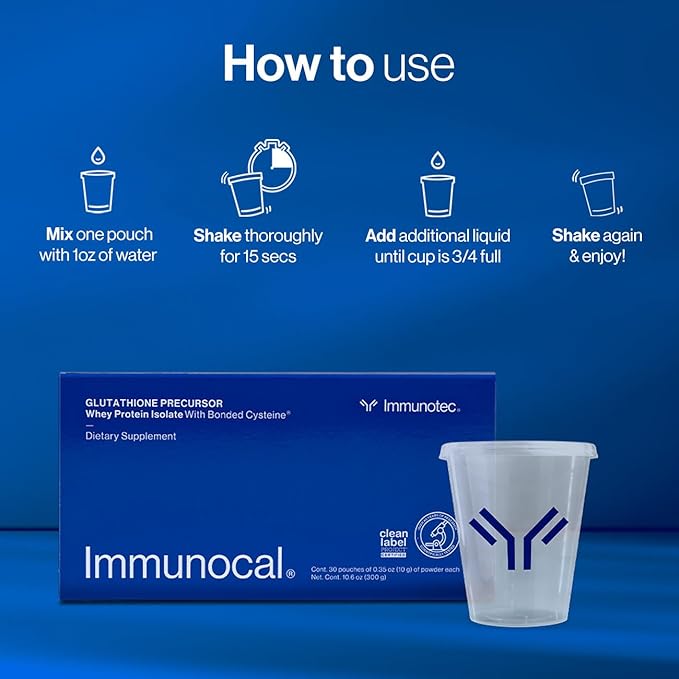 Immunocal Glutathione Precursor – Whey Protein Isolate, Immune Support, Master Antioxidant, Detox Cleanse + Brain Health | Fat-Free, Sugar-Free, Lactose-Intolerant Friendly | 30 Servings