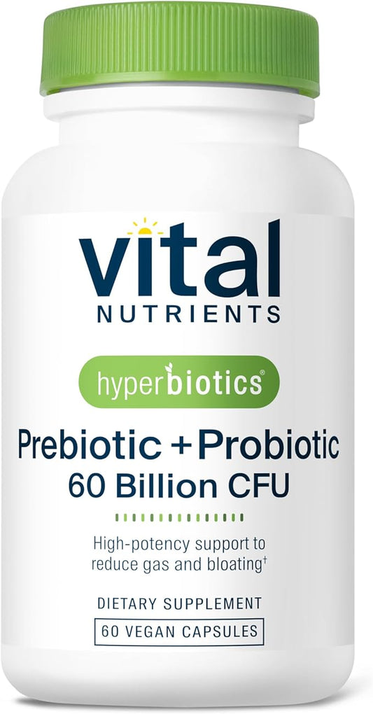 Hyperbiotics Vital Nutrients Prebiotic and Probiotic for Women and Men | 60 Billion CFU | Pre and Probiotics Supports Digestive Health, Constipation, Diarrhea, Gas & Bloating | 60 Vegan Capsules