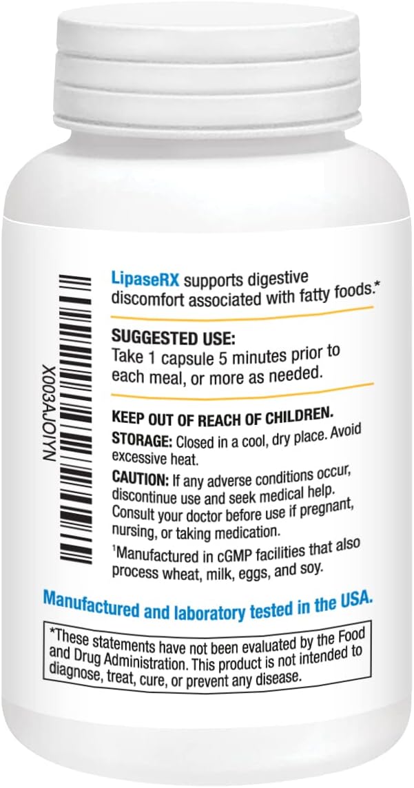 Gallbladder Formula, Lipase, Protease and Amylase Digestive Enzymes to Reduce Bloating - Vegetarian Formula, 60 Veg Capsules