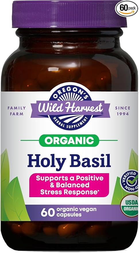 Oregon's Wild Harvest Organic Holy Basil Herbal Supplement, 60 Count