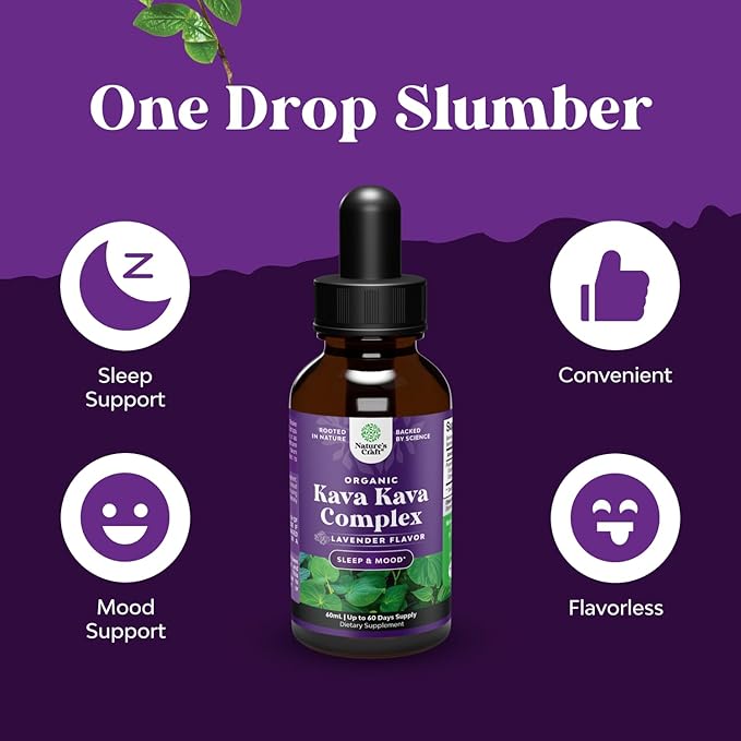 Natures Craft Potent Liquid Kava Kava Drops Supplement - Fast Acting Herbal Support with Kavalactones for Balanced Mood - Relax Calming Tonic for Stress Relief & Better Sleep - 60 ml Tinctura