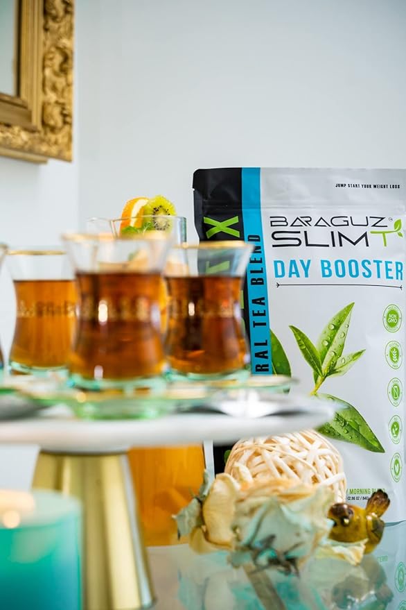 BARAGUZ SLIMT Day Booster: All-Natural SlimmingTea, No Laxative Added, Helps in Bloating & amp; Natural Weight Balance, Supports Immune System, Vegan, 28 Serving