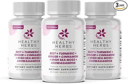 Wildcrafted Sea Moss Capsules | 1950mg BATCG-6 "Heart Complex Advanced Sea Moss Superblend | US-Made, Vegan, Non-GMO, Easy-Swallow (3-Pack)