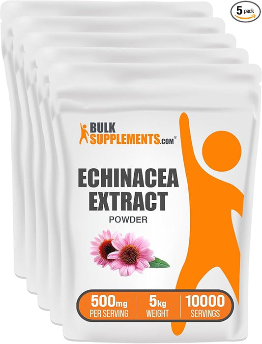 BulkSupplements.com Echinacea Extract Powder - Echinacea Extract, Herbal Supplement for Immune Support - Vegan & Gluten Free, 500mg per Serving, 1kg (2.2 lbs) (Pack of 5)
