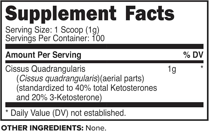 PrimaForce Cissus Quadrangularis Extract, - Unflavored Powder, 100 Grams