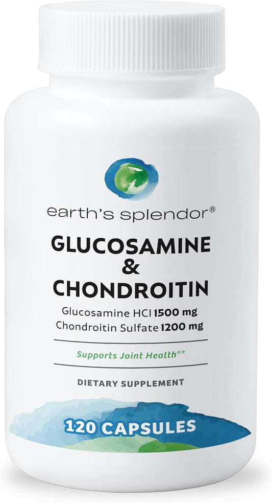 Earth's Splendor Glucosamine HCI 1500 mg Chondroitin Sulfate 1200 mg Supplement for Men & Women, Supports Joint Health, Supports Daily Joint Function (120 Capsules, 1+ Month Supply)