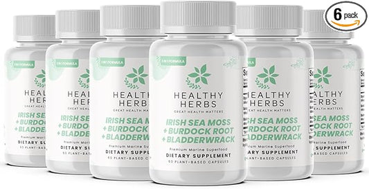 Wildcrafted Sea Moss Capsules | 2280mg Advanced Ocean Greens Complex Irish Sea Moss Superblend | US-Made, Vegan, Non-GMO, Easy-Swallow (6-Pack)