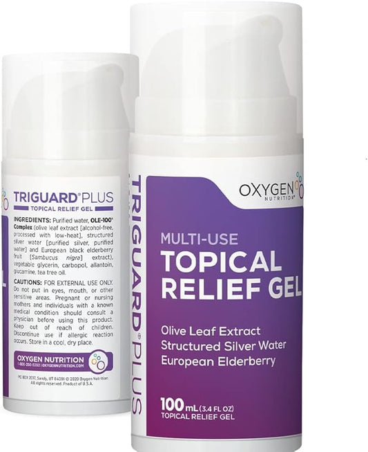 TriGuard Plus Colloidal Silver Topical Recovery Gel Natural Structured Silver Water & European Elderberry 3.4oz / 100ml