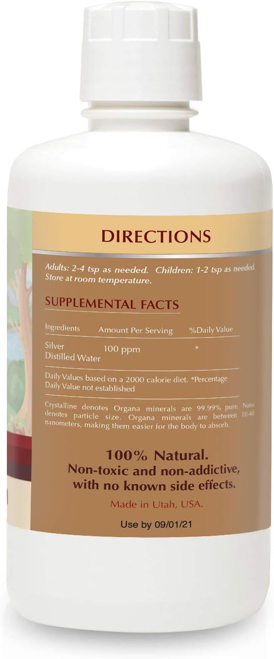 Organa Crystalline Nano Colloidal Silver - 100 PPM - 32 oz Bottle