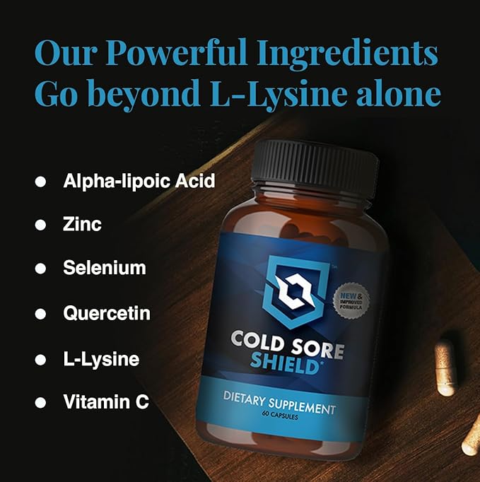 | Daily Cold Sore Supplement Including L-Lysine & Natural Defense Ingredients | Around The Clock Support | 60 Count | Made in The USA