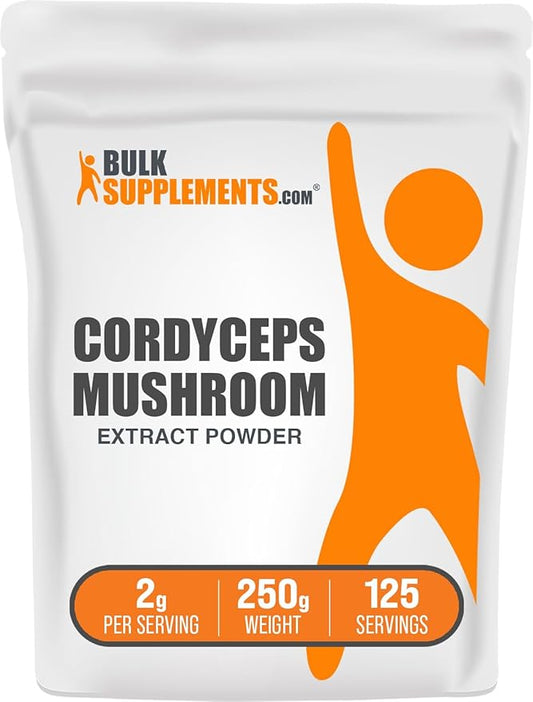 BulkSupplements.com Cordyceps Mushroom Extract Powder - Cordyceps Sinensis, Mushroom Supplement - Vegan & Gluten Free, 2g per Serving, 250g (8.8 oz) (Pack of 1)
