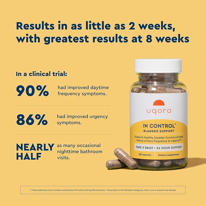 Uqora in Control Bladder Support - Daily Bladder Care & Support for Urinary Comfort - Made with botanicals, Like Horsetail & Spicebush - Gluten-Free & Vegetarian - 120 Capsules (2 Pack)