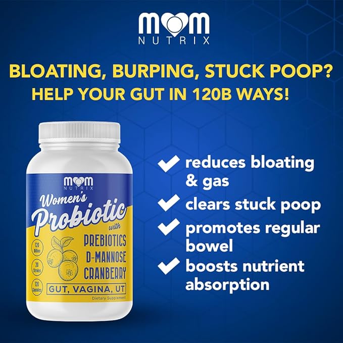 Probiotic for Women - Vaginal, Gut, UT, pH Balance, Feminine & Digestive Health - Prebiotics with Probiotics, Cranberry, D-mannose - Bifidobacterium and Lactobacillus - 120 Capsules