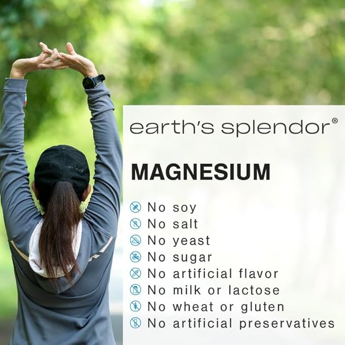 Earth's Splendor Bone & Muscle Magnesium Supplement for Men & Women, No Artificial Preservative or Flavor, Supports Bone & Muscle Health, Wheat Free (500mg, 100 Caplets)