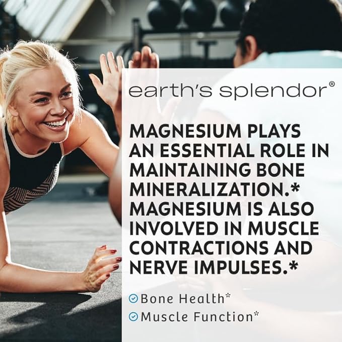 Earth's Splendor Bone & Muscle Magnesium Supplement for Men & Women, No Artificial Preservative or Flavor, Supports Bone & Muscle Health, Wheat Free (500mg, 100 Caplets)