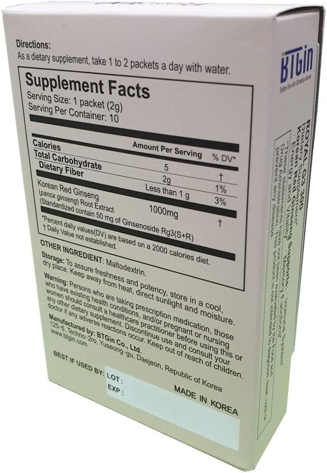 Premium RG3 300 Korean Red Ginseng Powder - Enhanced Ginsenosides (50mg Rg3/Sachet), Made in Korea, 10 Sachets