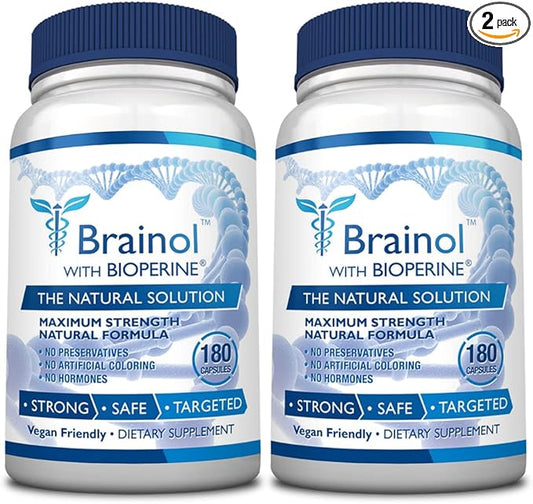 Brainol - The Smartest Choice For A Brain Boosting Nootropic - Enhance Mental Performance, Focus and Clarity - With DMAE, Huperzine A, BioPerine - Vegan-Friendly - 360 Capsules - 6 Month Supply