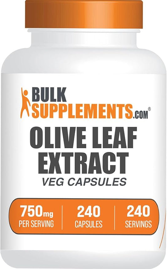 BulkSupplements.com Olive Leaf Extract Capsules - Olive Leaf Supplement, Olive Leaf Capsules - Immune Support, Gluten Free, 1 Capsule per Serving, 240 Veg Capsules (Pack of 1)