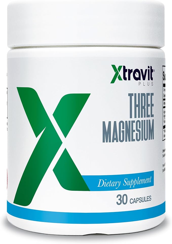 Three Magnesium Supplement – Natural Supplements for Men & Women - Triple Action Blend May Support Sleep, Digestion, Muscles, & Nerves - Non-GMO, No Fillers, 400 mg, 30 Capsules