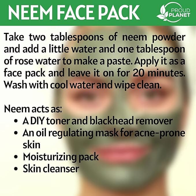 Organic Neem Leaf Powder for Skin, Hair and Blood 8oz (226g) | Azadirachta Indica | USDA Certified by Proud Planet