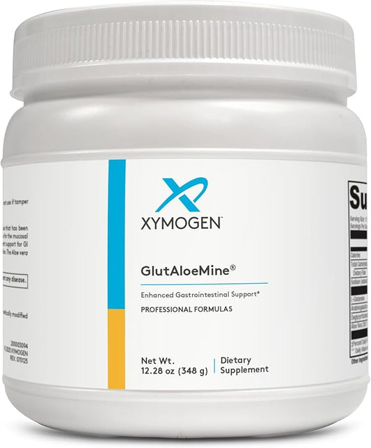 XYMOGEN GlutAloeMine Powder - Supports Gut Health - 3000 mg L Glutamine Powder with DGL Deglycyrrhizinated Licorice, Aloe Vera Extract, Arabinogalactan for GI Health (12.28 oz)