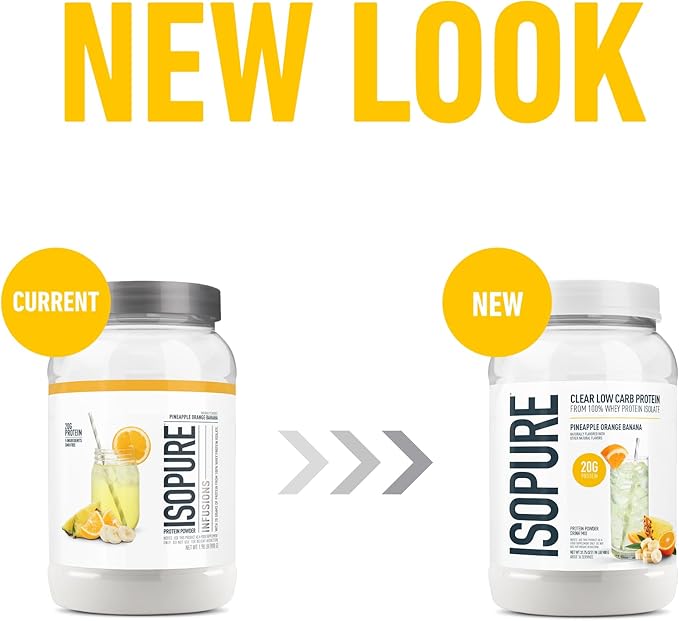 Isopure 100% Pure Whey Isolate Protein Powder Infusions, Lactose Free, Gluten Free, Naturally Flavored, Pineapple Orange Banana, 20g Protein Per Serving, 1.9 Lb, 36 Servings