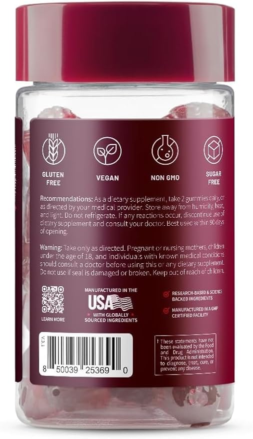 Snap Supplements Heart Beets Organic Beet Root Gummies, Cardiovascular Support Supplement for Men & Women, Pomegranate, Red Spinach, Heart Health & Circulation Support, Sugar Free, Cherry, 60 Gummies