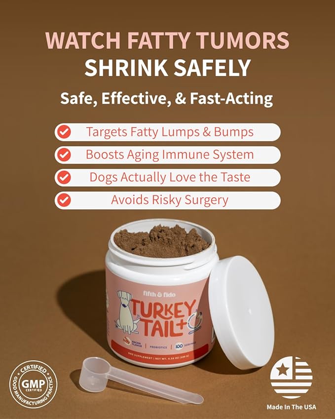 Fifth & Fido Turkey Tail Mushroom Powder for Dogs – Natural Probiotic Supplement – Dog Digestive Health & Immune Support – Peanut Butter Flavor