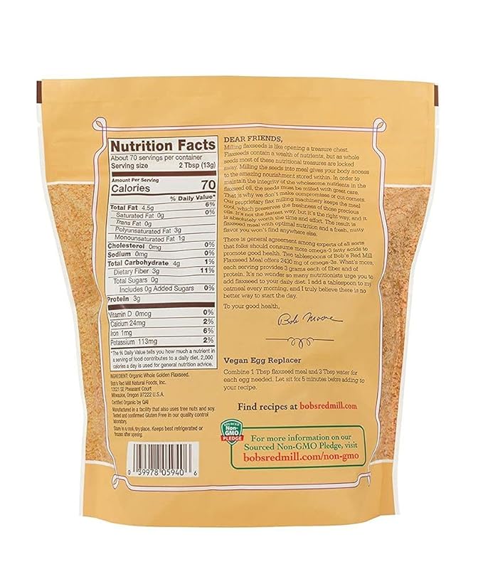 Bob's Red Mill Organic Flaxseed Meal, 32oz (Pack of 1) - Non GMO, Vegan, Paleo Friendly, Keto Friendly, Kosher