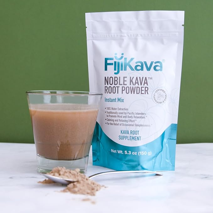 FijiKava Instant Kava Kava Powder 50g – Premium Kava Root Powder with High Kavalactone Content – Natural Relaxation Aid for Calmness, Stress Relief, and Sleep Support – Easy-to-Mix