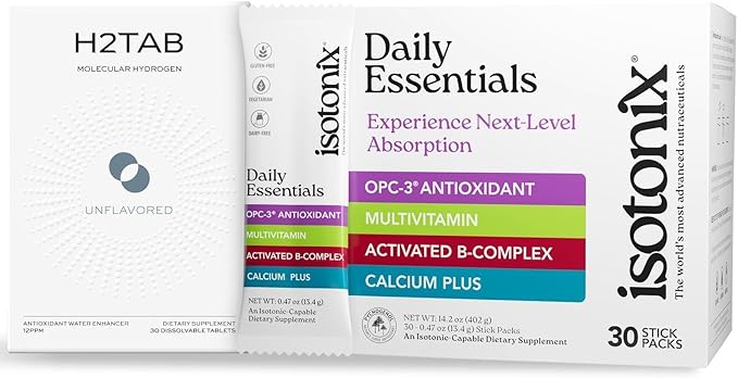 Isotonix The Ultimate Protocol | Daily Essentials Vitamin Pack & H2TAB Hydrogen Water Tablets | Supports Energy, Hydration, Recovery, Mental Clarity & Immune Health - 30 Count - Unflavored