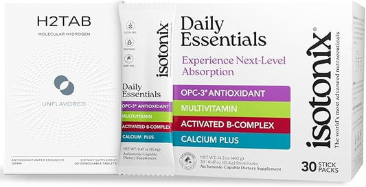 Isotonix The Ultimate Protocol | Daily Essentials Vitamin Pack & H2TAB Hydrogen Water Tablets | Supports Energy, Hydration, Recovery, Mental Clarity & Immune Health - 30 Count - Unflavored