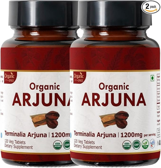 Arjuna 120 Tablets – USDA Organic Terminalia Arjuna Supplement – Supports Heart & Cardiovascular Health* - Pack of 2