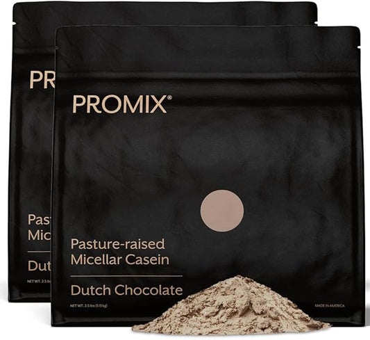 ProMix Nutrition Casein Protein Powder - Grass-Fed, Pasture Raised, Slow Release 25g Micellar Casein - 5.4g BCAAs Gluten Free, Sugar Free, Soy Free - Chocolate, 5lb