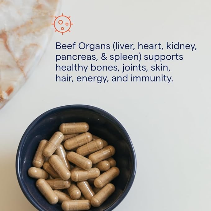Trace Minerals Beef Organ, 600mg - Bone & Energy Health Support Supplement - Nutritional Supplement Aids Healthy Organs - Healthy Hearth & Immunity Support with Minerals - 180 Capsules (30 Servings)