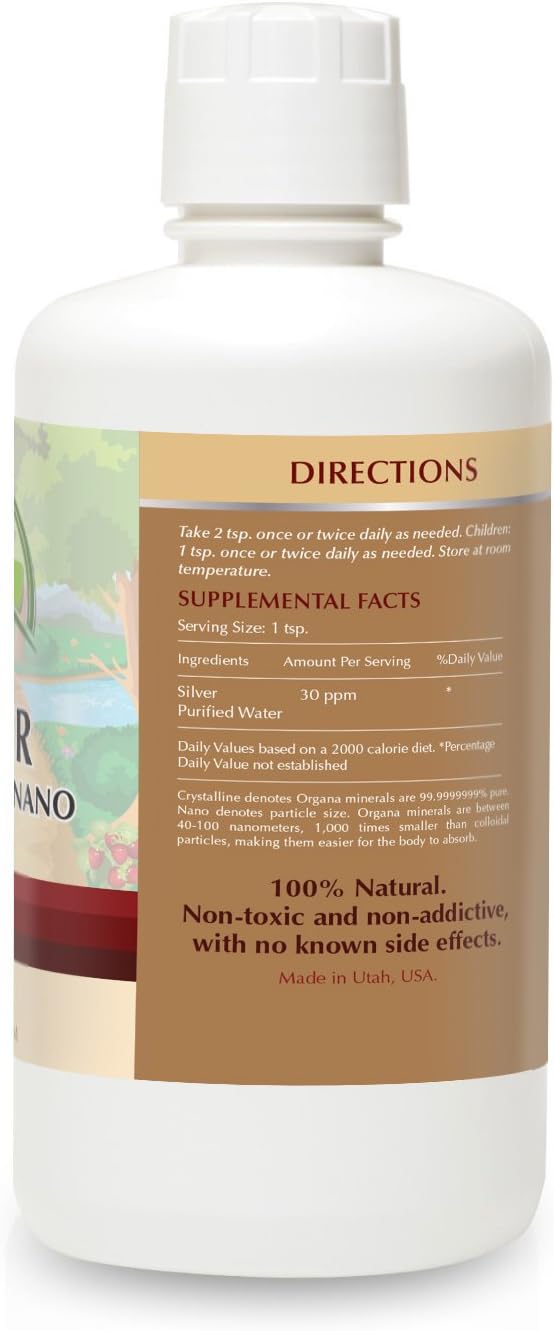 Organa Crystalline Nano Colloidal Silver - 30 PPM - 32 oz Bottle