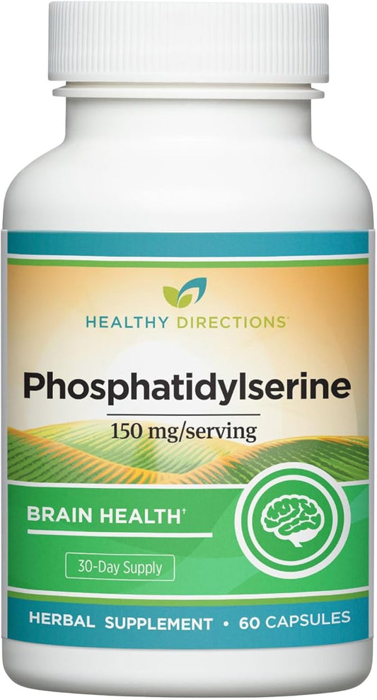 Healthy Directions Phosphatidylserine Supplement—150 mg/Serving, 60 Vegan Capsules for Cognitive Health, Brain Function, and Healthy Memory (30-Day Supply)