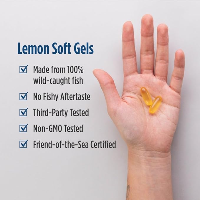 Nordic Naturals Omega-3, Lemon Flavor - 60 Soft Gels - 690 mg Omega-3 - Fish Oil - EPA & DHA - Immune Support, Brain & Heart Health, Optimal Wellness - Non-GMO - 30 Servings
