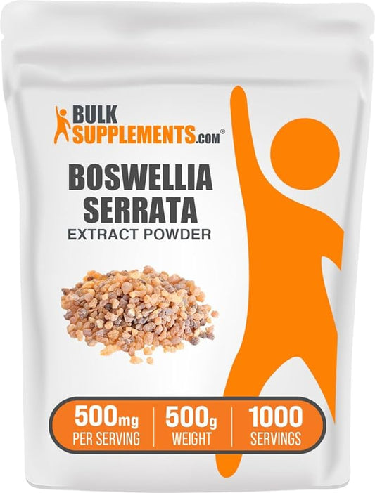 BulkSupplements.com Boswellia Serrata Extract Powder - Boswellia Supplement, from Frankincense Resin - Vegan & Gluten Free, 500mg per Serving, 500g (1.1 lbs) (Pack of 1)