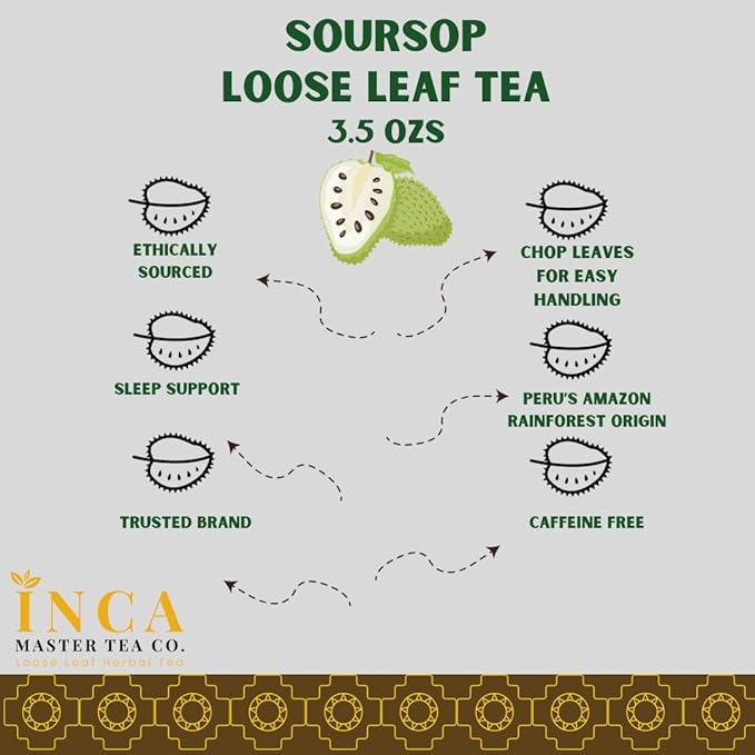 Inca Master Soursop Tea – Guanabana Leaves, Cut & Sifted Loose Leaf, 3.5 oz – Herbal Wellness Tea