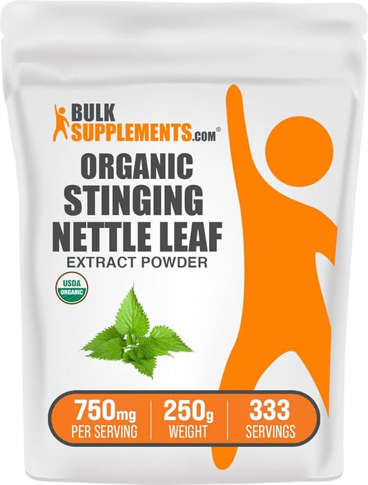 BulkSupplements.com Organic Stinging Nettle Extract - from Stinging Nettle Leaf, Nettle Supplement - Vegan & Gluten Free, 750mg per Serving, 250g (8.8 oz) (Pack of 1)